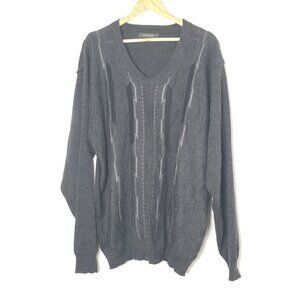 Vintage Pronto Uomo Retro Mens V-Neck Pullover Knitted Sweater Grandpa Cozy